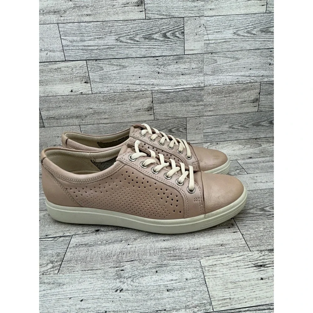 ECCO Soft 7 Perforated Leather‎ Lace Up Sneakers Rose Pink EU 39 US 8